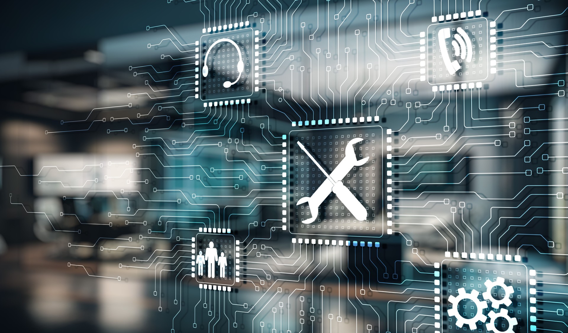 Technical support. Business and technology concept